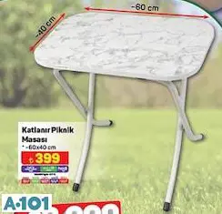 KATLANIR PİKNİK MASASI 40X60 CM